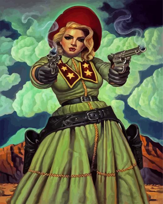Cowgirl Gunslinger diamond painting