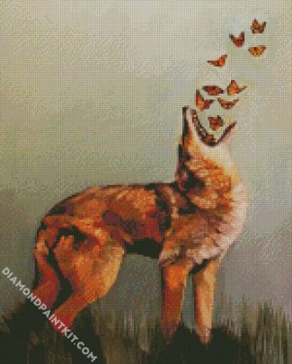 Coyote And Butterflies diamond painting