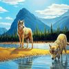 Coyote Drinking Water diamond painting