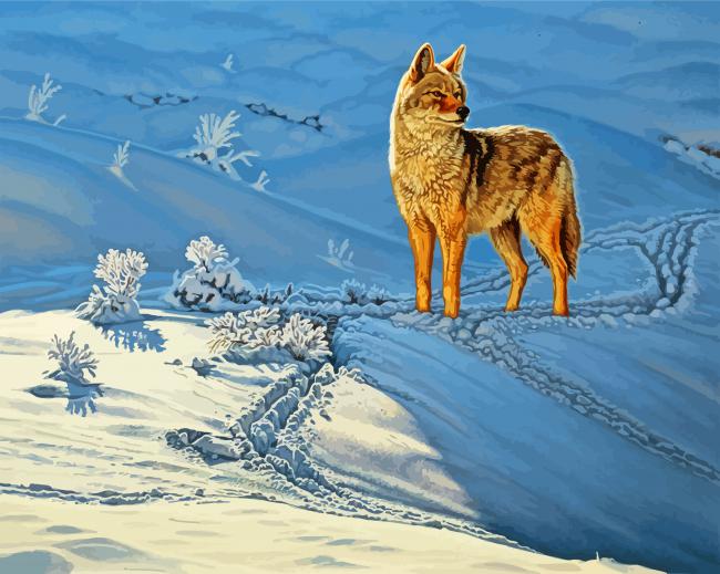 Coyote In Snow diamond painting