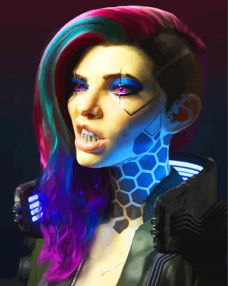 Cyberpunk girl video game diamond painting