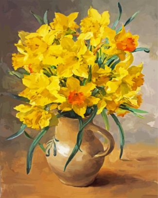 Daffodils Vase Still Life diamond painting