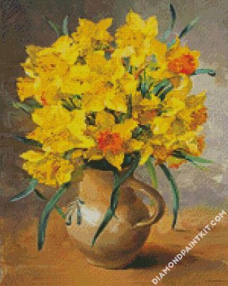 Daffodils Vase Still Life diamond painting