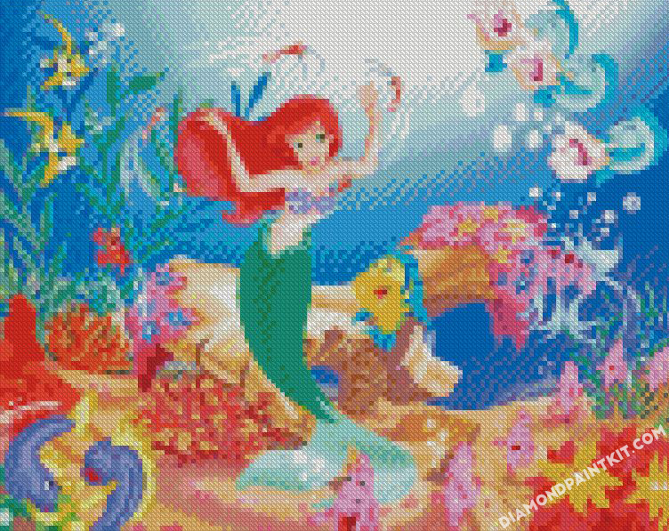 Little Mermaid Disney Diamond Art DIY 5D Ariel Diamond Painting Kits for  Adults and Kids Full Drill Arts Craft by Number Kits for Beginner Home