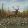 Elk Animal In Forest diamond paintings