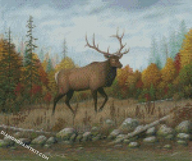 Elk Animal In Forest diamond paintings