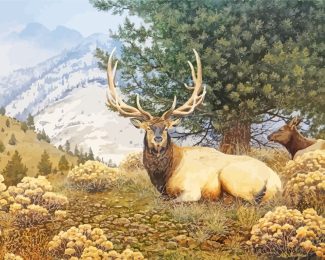 Elk In Forest diamond painting