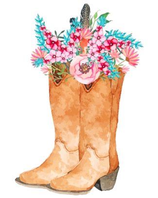 Flowers In Cowboy Boots diamond painting