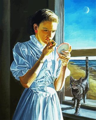 Girl Applying Lipstick diamond painting