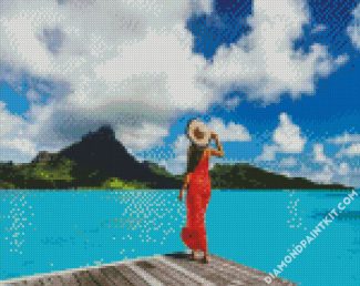 Girl In Polynesia Island diamond painting