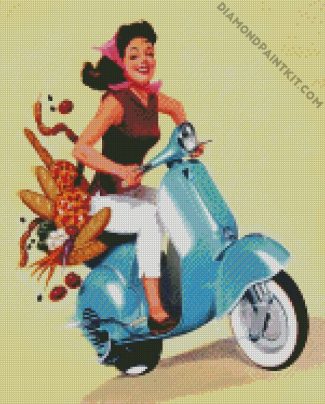 Girl Riding Scooter diamond painting