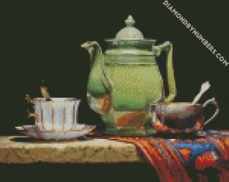 Green Teapot diamond painting