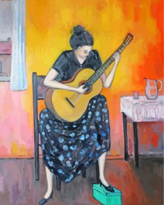 Guitarist Woman Art diamond painting