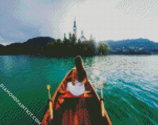 Girl In Boat In Lake Bled Slovenia diamond painting