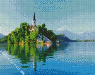 Lake Bled Castle In Slovenia diamond painting