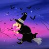 Hallowen Witch Flying diamond painting