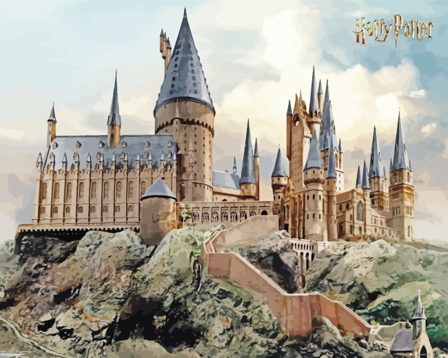 Hogwarts Castle Wizards - Harry Potter 5D Diamond Painting -  DiamondByNumbers - Diamond Painting art