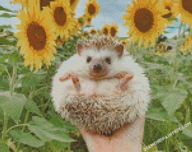 Hedgehog And Flowers diamond paintings