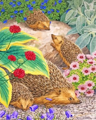 Hedgehog Family diamond painting