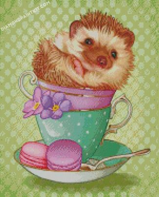 Hedgehog In Cup diamond paintings
