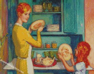 Helping Mother in kitchen diamond paintings