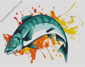 Illustration Salmon Fish diamond painting