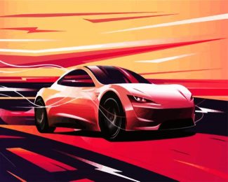 Illustration Tesla Car diamond painting