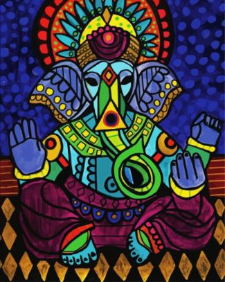 Indian Elephant Folk Art diamond painting