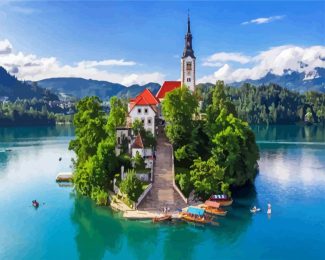 Lake Bled Slovenia diamond painting