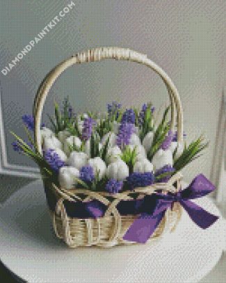 Lavender And Tulips Basket diamond painting