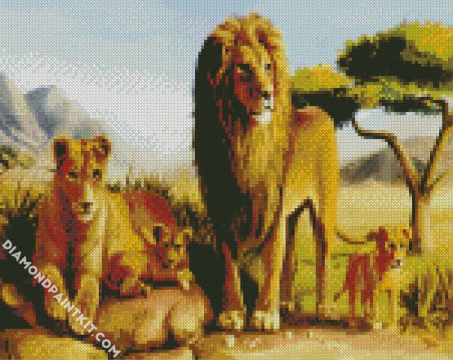 Lion Family diamond painting
