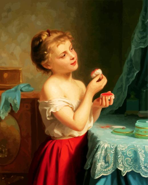 Little Girl Doing Makeup diamond painting