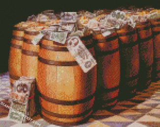 Money Barrels diamond paintings