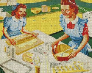 Mother And Daughter Cooking diamond paintings