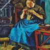 Old Woman Knitting diamond painting