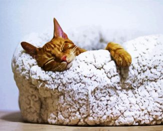 Orange Sleepy Cat diamond painting