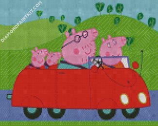 Peppa Family In Car diamond painting
