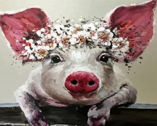 Pig With Flowers diamond painting