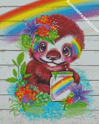 Rainbow Sloth diamond painting