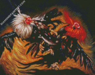 Roosters Fight diamond paintings