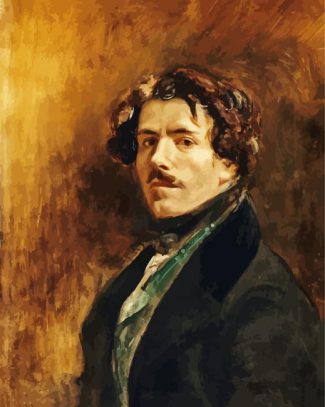 Self Portrait With Green Vest Delacroix Eugène diamond painting