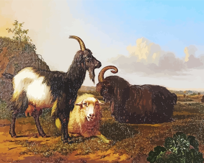 Sheep And Two Goats diamond painting