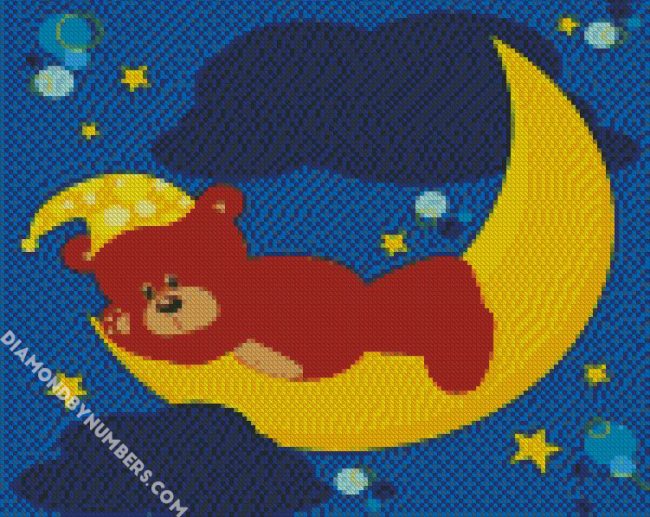 Sleeping Teddy Bear On Moon diamond painting