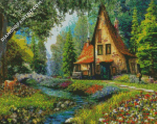 Spring Forest Cabin diamond paintings
