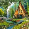 Spring Forest Cabin diamond painting
