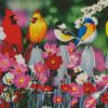 Spring Garden Birds On Fence diamond paintings