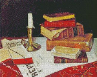 Still Life with books and candle matisse art diamond paintings