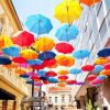 Umbrellas street in Belgrade Serbia diamond painting