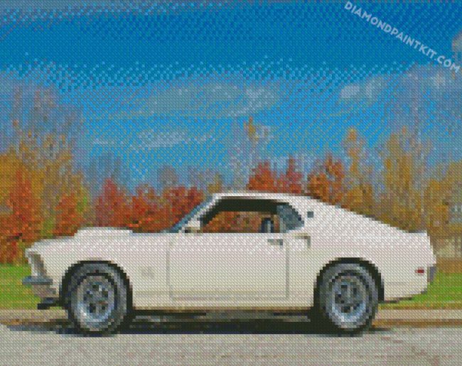 White Ford Mustang Car diamond paintings