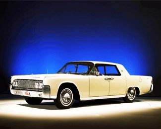 White Vintage Lincoln Car diamond painting
